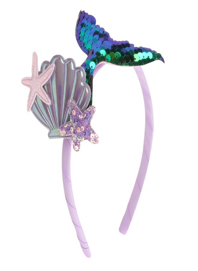 RFTWXHPN Little Mermaid Headband for Girls - Sequins Glitter Fish Tail Head Band With Green Starfish - Hair Accessories for Women - Fishtail Crown - Image 1